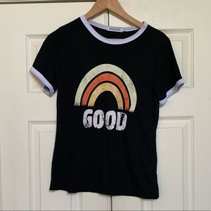 Rainbow Good T-shirt Letter Round Neck Casual Short Sleeve T-shirt